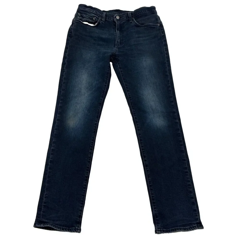 Levi's Premium 511 Jeans Men 33x32 Dark Wash Blue Slim Stretch Big E